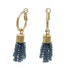 Chic And Colorful 2 In 1 Style Featuring Petite Gold Tone Lever Back Hoops With Removable Thread Tassel Earrings, 2" (Crystal Bead Tassel Montana Blue)