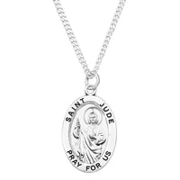 Sterling Silver Medal Pendant And Curb Chain Necklace, 24" (Saint Jude)