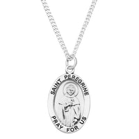 Sterling Silver Medal Pendant And Curb Chain Necklace, 24" (Saint Peregrine)