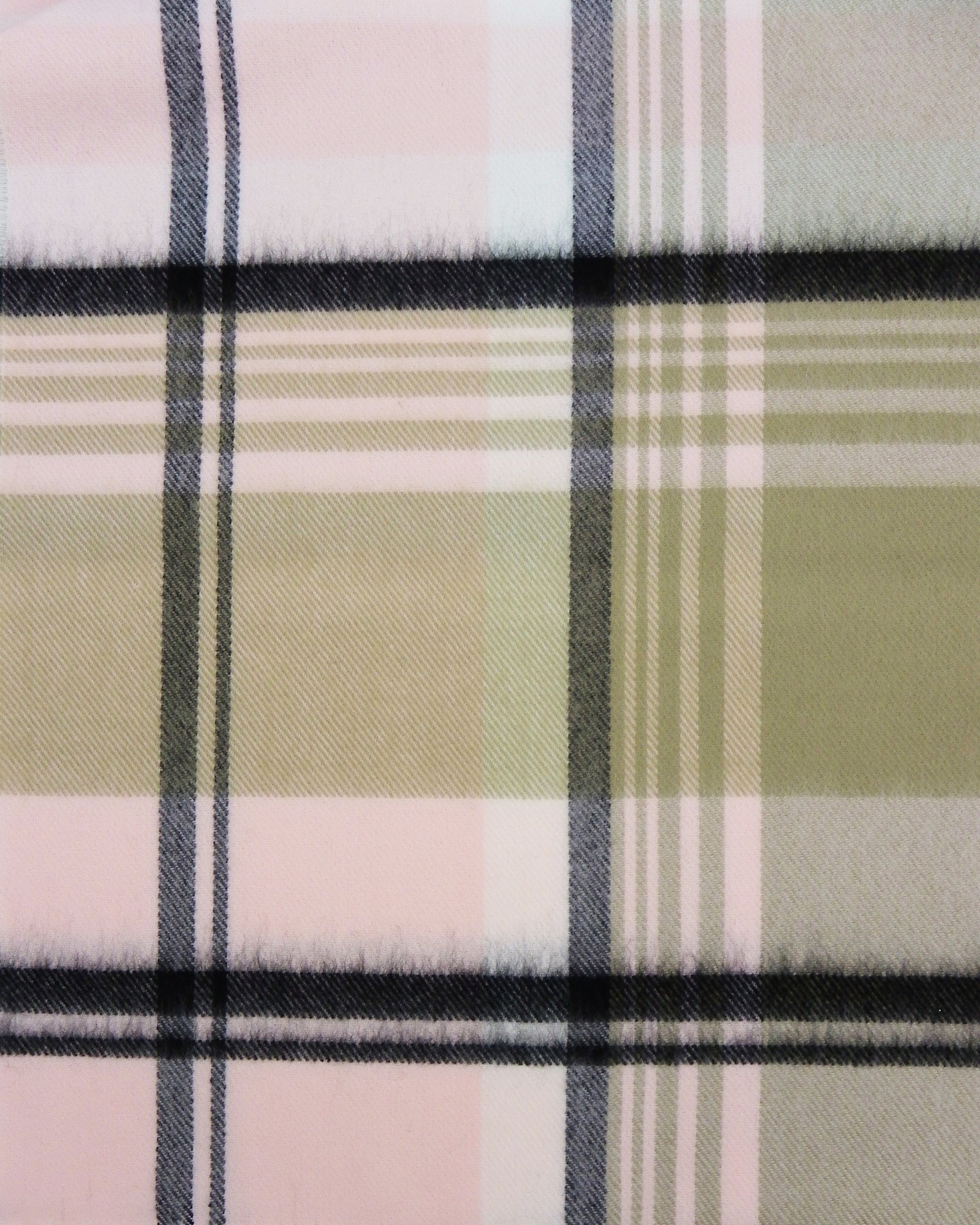 Soft Acrylic Winter Scarf, 66 x 12 Inches with 3 Inch Fringe, Cozy Cold Weather Accessory (Plaid, Pink, Black, Taupe)