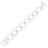 Women's Stunning Silver Tone Chunky Cable Link Chain Bracelet With Toggle Clasp, 7"-7.75"