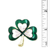 Stunning Green Enamel With Crystal Rhinestone Details Lucky Shamrock Clover St Patrick's Day Irish Boutonniere Brooch Pin, 1.5" (Gold Tone)