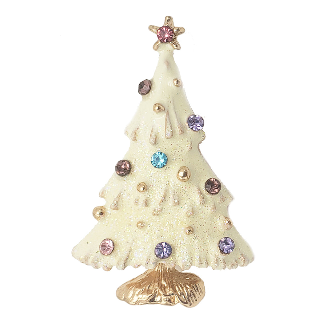 Brooches & Lapel Pins, Sparkly Multicolor Rhinestone Crystal Tree Brooch, Golden Brooch