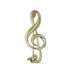 Brilliant Crystal Rhinestone Music Note Treble Clef Statement Brooch Pin, 1.75" (Gold Tone)