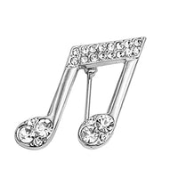 Brilliant Crystal Rhinestone Music Note Statement Brooch Pin, 1" (Silver Tone)