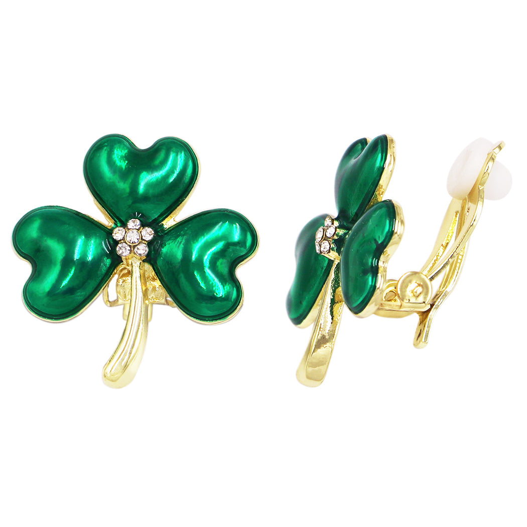 St. Patrick's Day Shimmering Shamrocks 3 Drop Earrings