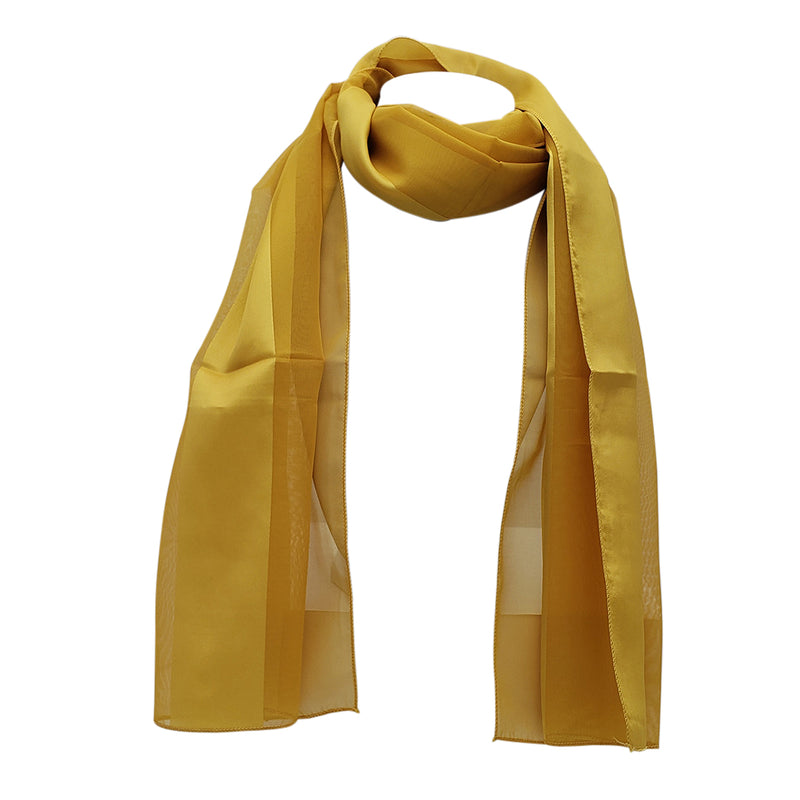 Stylish And Colorful Lightweight Satin Stripe Fashion Scarf, 60" (Gold)