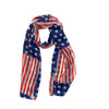 Red White And Blue 4th Of July Satin Stripe USA Fashion Scarf, 60" American Flag Stars Stripes (Block Flag)