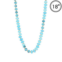 Beaded Strand Necklace, Turquoise Howlite and Glass with Gold Plated Brass, 18-20 Inch with 2 Inch Extension