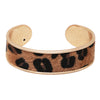 Get Wild Faux Leather Animal Safari Leopard Print Spot Open Cuff Bracelet, 2.5" (Brown Background)