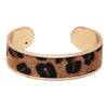 Get Wild Faux Leather Animal Safari Leopard Print Spot Open Cuff Bracelet, 2.5" (Brown Background)