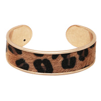 Get Wild Faux Leather Animal Safari Leopard Print Spot Open Cuff Bracelet, 2.5" (Brown Background)