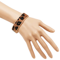 Get Wild Faux Leather Animal Safari Leopard Print Spot Open Cuff Bracelet, 2.5" (Brown Background)