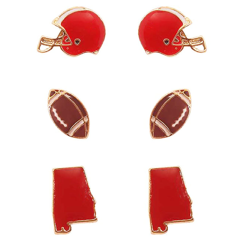 Game Day College Football Enamel Set Of 3 Pairs Collegiate Fashion Stud Earrings
