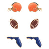 Game Day College Football Enamel Set Of 3 Pairs Collegiate Fashion Stud Earrings