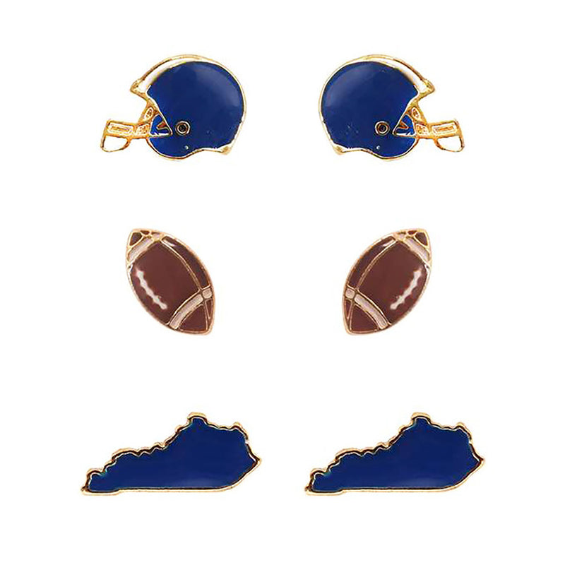 Game Day College Football Enamel Set Of 3 Pairs Collegiate Fashion Stud Earrings