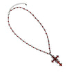 Stunning Vintage Vibes Crystal Rhinestone Christian Cross Pendant Necklace Earrings Set, 18"+3" Extender (Red Crystal Burnished Silver Tone)