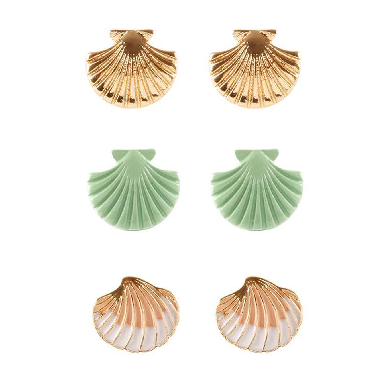 Beach Stud Seashell Earrings Set of 3