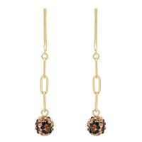 Get Wild Leopard Print Pave Crystal Ball Drop Earrings (Link Chain Gold Tone Post Back, 2.25")