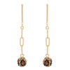 Get Wild Leopard Print Pave Crystal Ball Drop Earrings (Link Chain Gold Tone Post Back, 2.25")