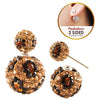 Women's Unique Leopard Spots Pave Crystal Ball Double Sided Peekaboo Statement Earrings, 1"