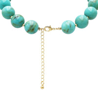 Chunky Resin Beaded Strand Necklace, Turquoise Marbled, 20mm Beads, 18K Gold Dipped, 18-21 Inch with 3 Inch Extension
