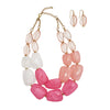 Chic Ombre Polished Resin Statement Necklace Earring Set, 16"+3" Extender