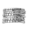 Chunky Nugget Multi Strand Stacking Statement Stretch Bangle Bracelet Set of 7 (Polished Silver Tone)