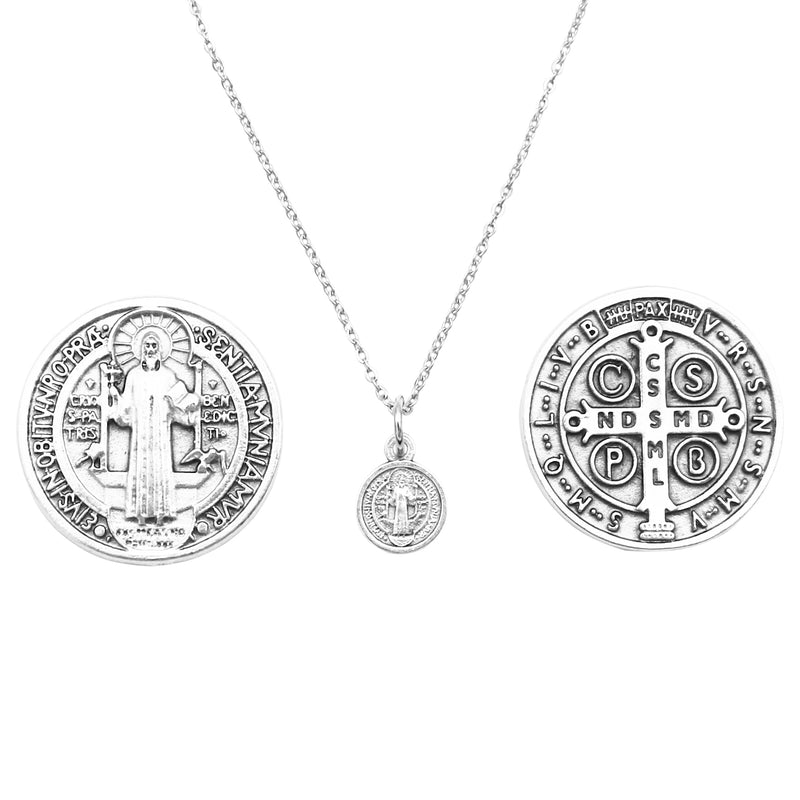 Rosemarie Collections Petite Saint Benedict Religious Pendant Necklace, 18"+2" Extender (Necklace Only)