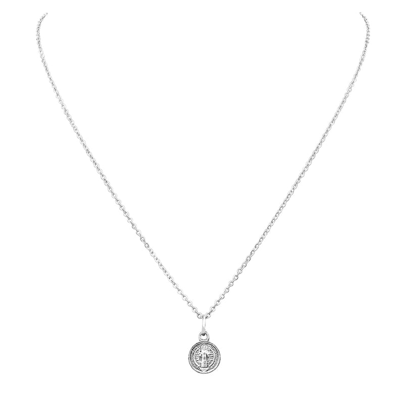 Rosemarie Collections Petite Saint Benedict Religious Pendant Necklace, 18"+2" Extender (Necklace Only)