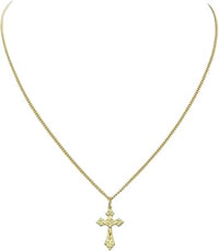 Religious Crucifix Cross Pendant Necklace (Gold)