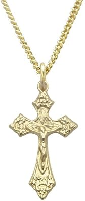 Religious Crucifix Cross Pendant Necklace (Gold)