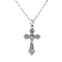 Religious Crucifix Cross Pendant Necklace (Silver Tone)