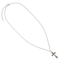 Religious Crucifix Cross Pendant Necklace (Silver Tone)