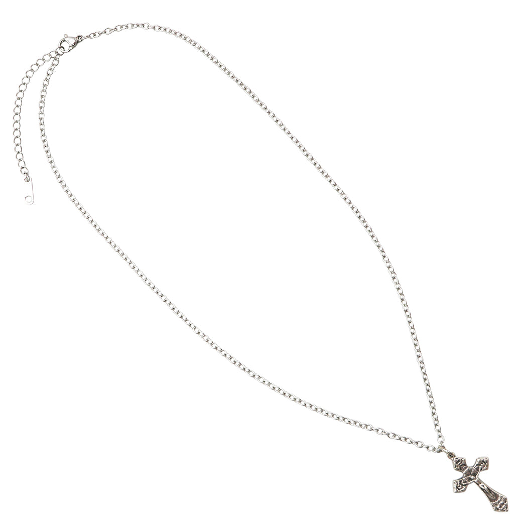 Religious Crucifix Cross Pendant Necklace (Silver Tone)
