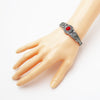 Western Style Semi Precious Howlite Stone Concho Hinged Statement Cuff Bracelet, 2.5" (Red)