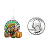 Gobalicious Decorative Enamel Thanksgiving Turkey Silver Tone Earrings, 1.5"