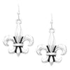 Rosemarie & Jubalee Women's Classic Fleur De Lis Silver Tone French Lily Flower Dangle Earrings, 1.25"