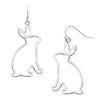 Easter Holiday Fun Bunny Rabbit Outline Dangle Earrings, 2" (Silver Tone)