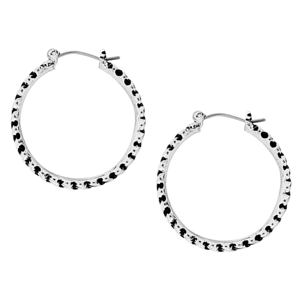 Statement Burnished Silver Tone 3D Textured Stripe Lever Back Hoop