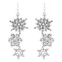 Women's Decorative Winter Snowflake Christmas Holiday Earrings, 2.5"