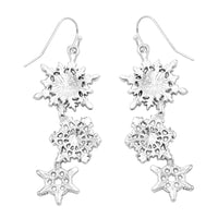 Women's Decorative Winter Snowflake Christmas Holiday Earrings, 2.5"