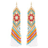 Stunning Hand Strung Seed Bead Extra Long Fringe Shoulder Duster Statement Earrings, 6.5"
