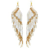 Extra Long Peyote Stitch With Fringe Seed Bead Shoulder Duster Statement Earrings, 7"