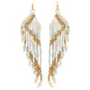 Extra Long Peyote Stitch Seed Bead Fringe Shoulder Duster Earrings, 7"