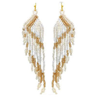 Extra Long Peyote Stitch Seed Bead Fringe Shoulder Duster Earrings, 7"