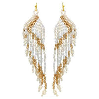 Extra Long Peyote Stitch Seed Bead Fringe Shoulder Duster Earrings, 7"