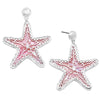 Whimsical Sea Creatures Colorful Natural Shell Statement Hypoallergenic Post Back Dangle Earrings (2, Starfish Pink)