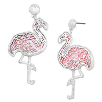 Whimsical Sea Creatures Colorful Natural Shell Statement Hypoallergenic Post Back Dangle Earrings (2.5, Flamingo Pink)
