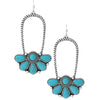 Chic Western Style Burnished Silver Tone Textured Rope With Semi Precious Howlite Stone Earrings, 2.62" (Turquoise Blue)
